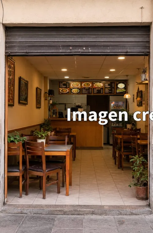 El restaurante del barrio antes del terremoto, con las mesas puestas y el menú del día en la pizarra.